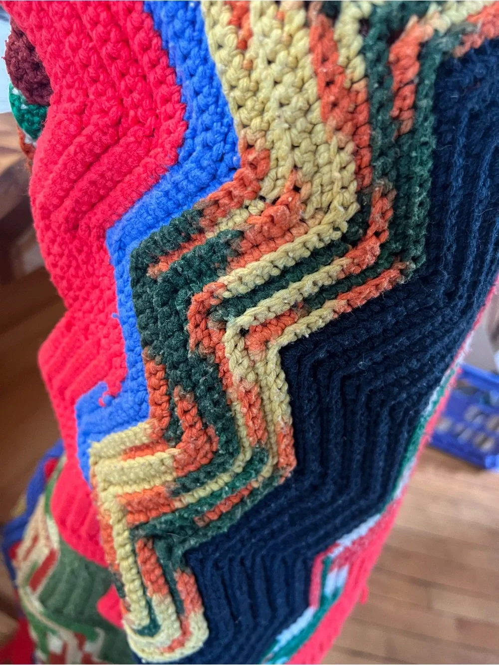 Handmade Chevron Crochet Throw Blanket - Multi-Color